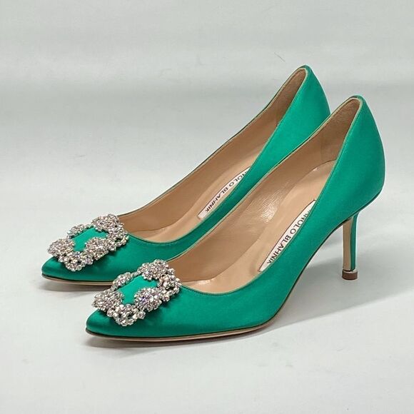 Manolo Blahnik Hangisi 70MM Embellished Satin Pumps size 36 - Picture 3 of 13